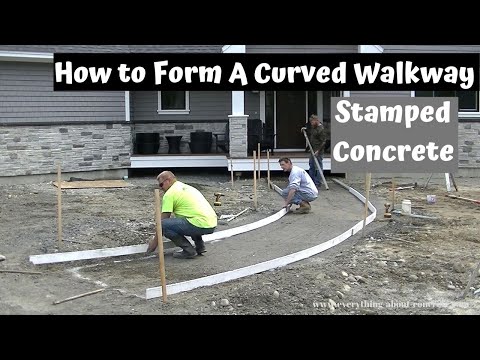 How To Form A Curved Concrete Sidewalk | Stamped Concrete Walkway Part 1