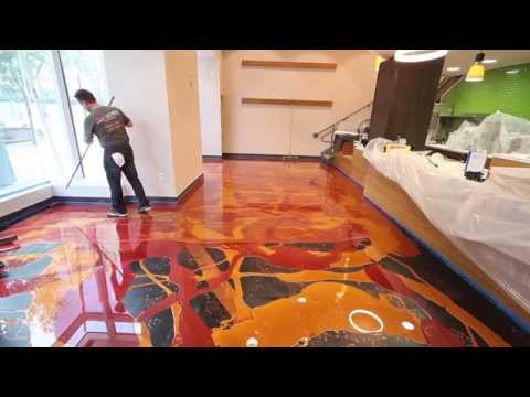 Learn to install metallic epoxy - Orange Gold & Wine Red