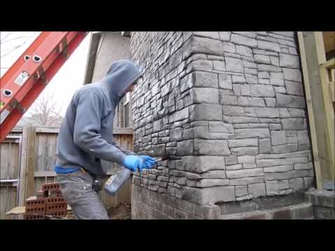 vertical stamped concrete, stained part 1