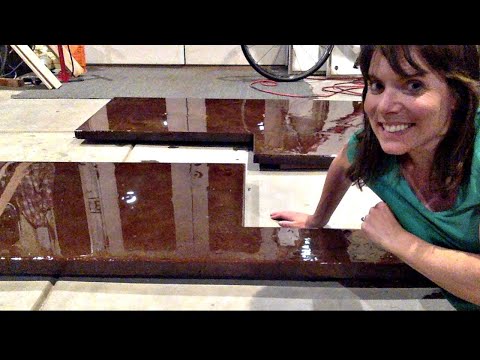ALL DONE!! Concrete Countertops- Part 3: Polishing, Acid Stain and Epoxy coat